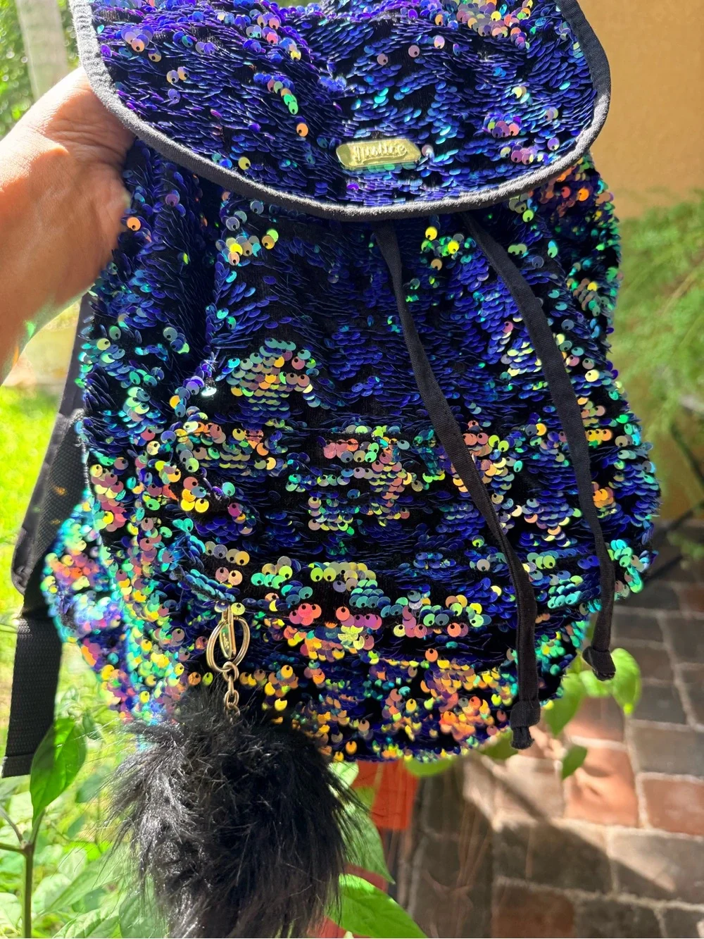 Justice Iridescent Sequin Backpack in Blue and Multicolor